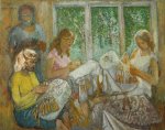 Плетут девчата кружева - (вариант работы; работа неокончена), 1980, 110х140, холст, масло, 50 000,00руб.